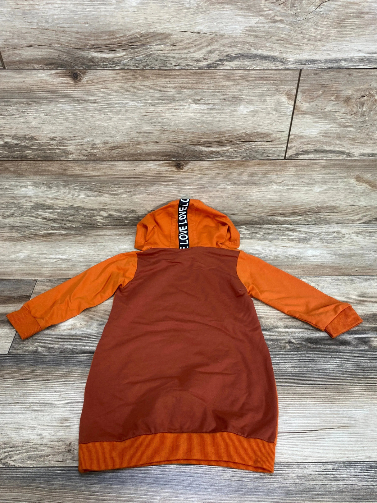 Hooded Orange Sweatshirt Dress "Lucky" sz 2T