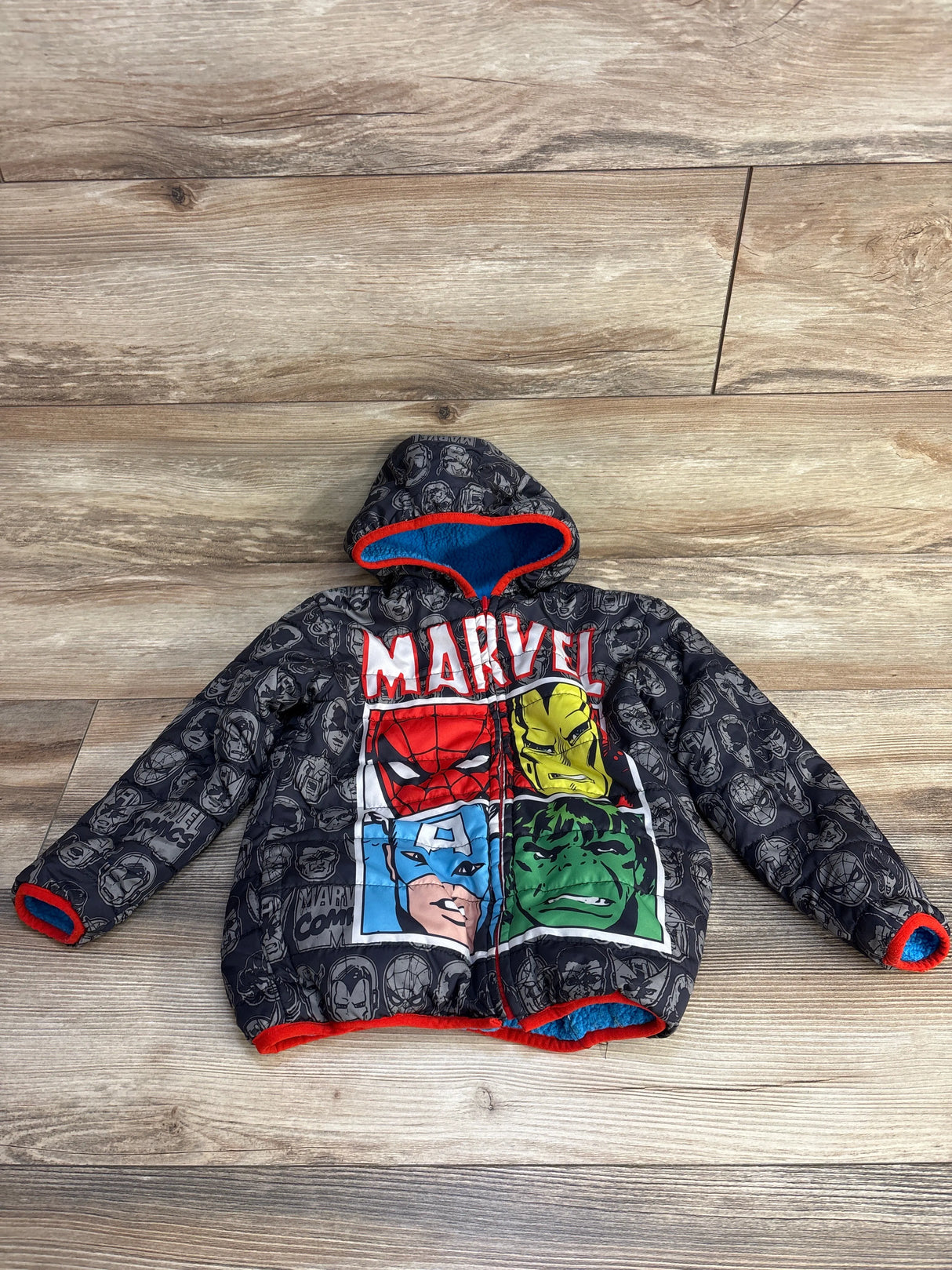 Marvel Avengers Reversible Hooded Jacket Black sz 4T - Me n Mommy To Be