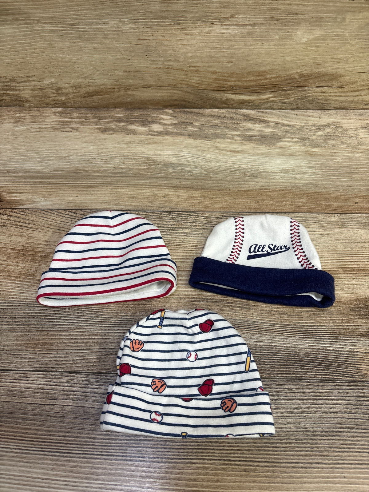 Baseball Themed 3pk Newborn Caps