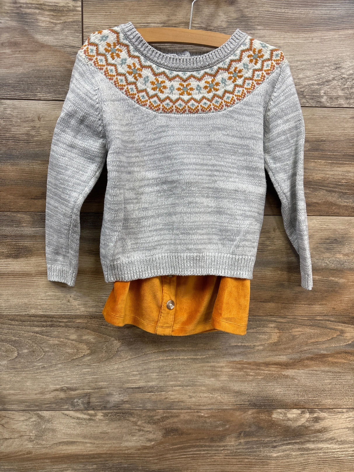 Little Lass 2pc Chunky Knit Sweater & Velvet Skirt Set Grey sz 5T