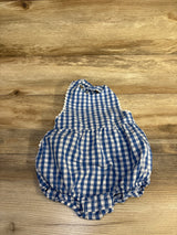 Starting Out Gingham Ruffle Bubble Romper Blue sz 12m