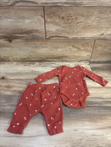 Cloud Island 2pc Ribbed Bodysuit & Pants Set Rust sz 0-3m