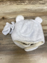 NWOT Old Navy 2pc Fleece Sherpa Lined Winter Hat & Mittens Set White sz 0-6m
