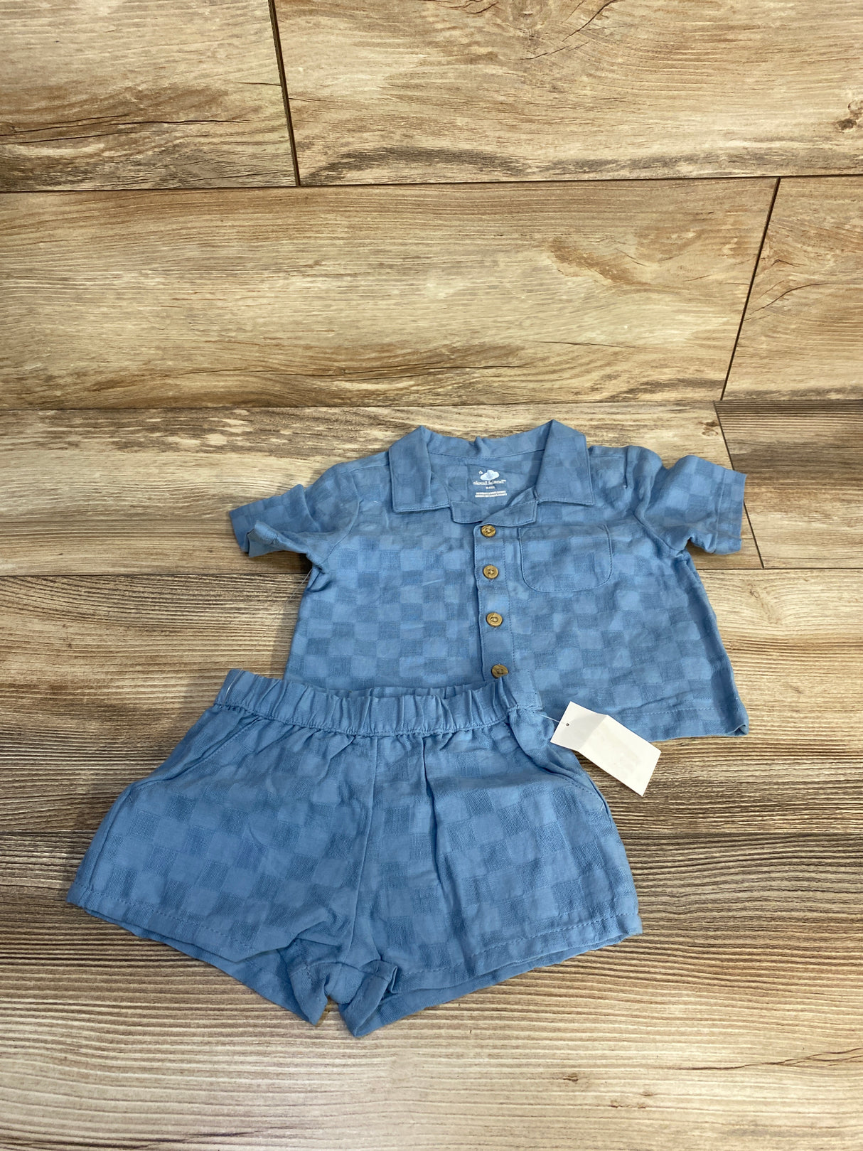NEW Cloud Island Checkered Top & Bottom Set Blue sz 0-3m