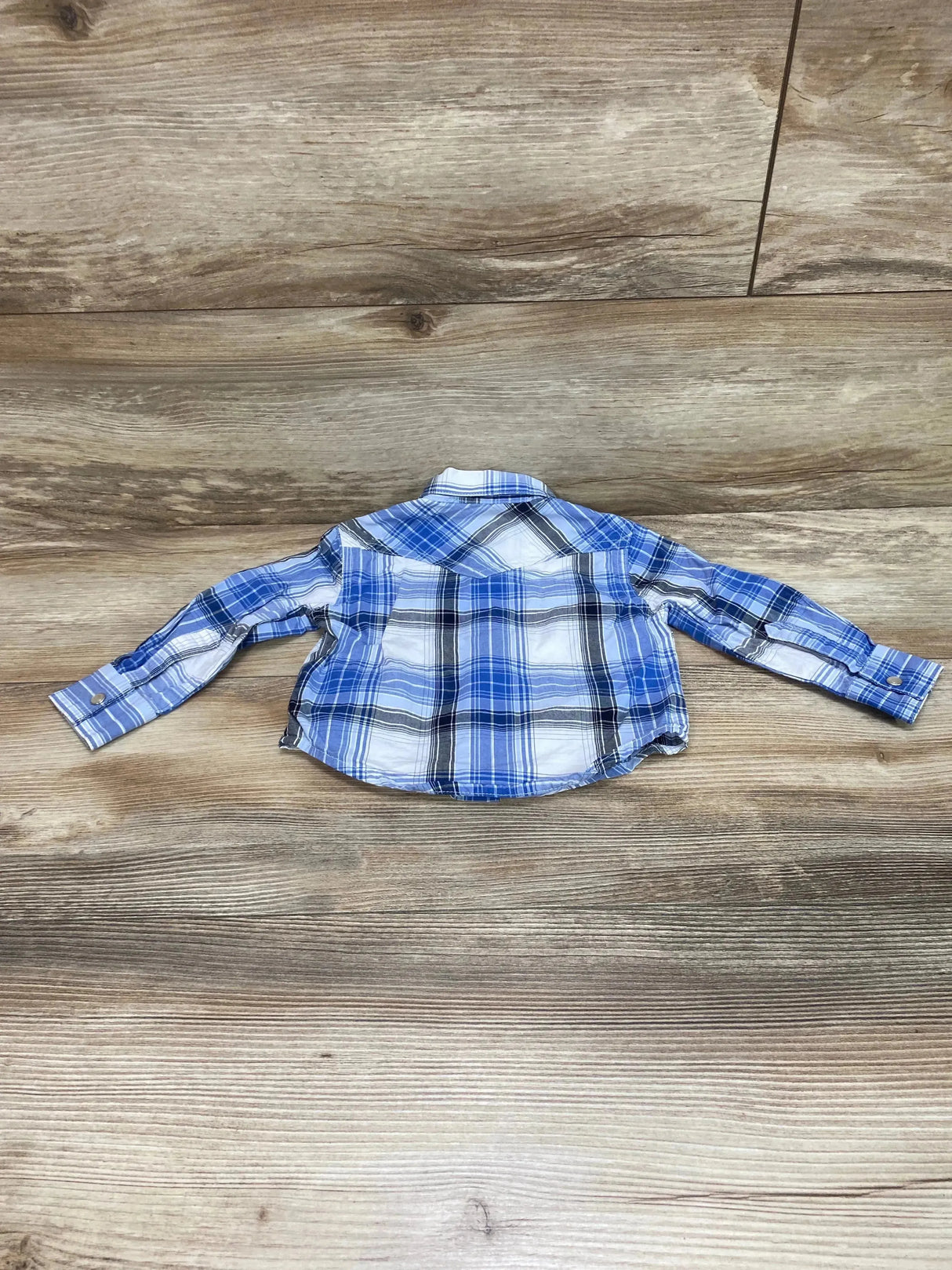 Wrangler Plaid Snap Shirt Blue sz 6-9m