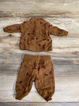 Just One You 2pc Moose Print Henley Pull Over Sweater & Pant Set Brown sz Newborn