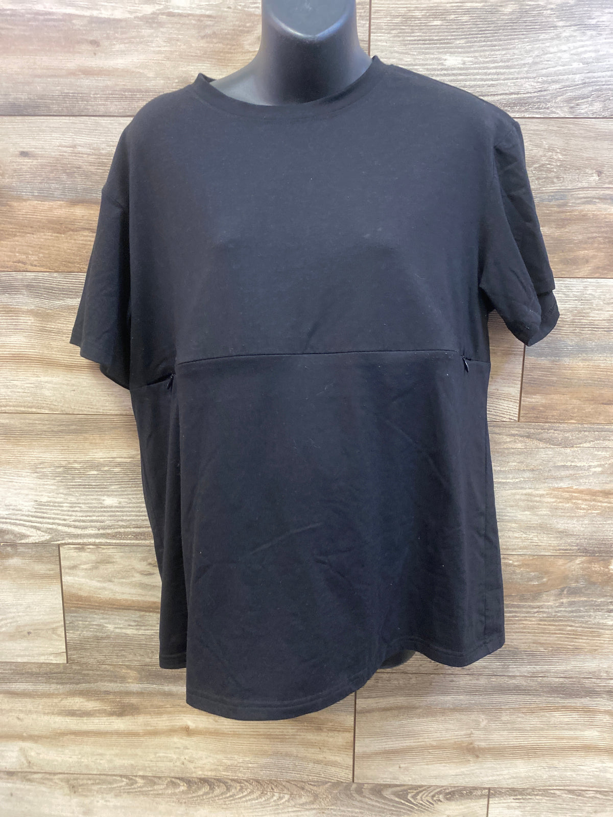 Maternity Horizontal Zipper Nursing Shirt Black sz XXL