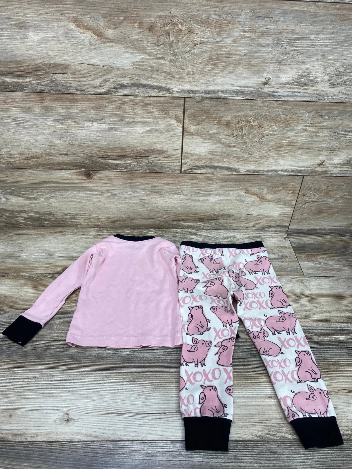 Lazy One 2pc Hogs & Kisses Pajama Set Pink sz 2T