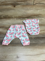 M+A by Monica + Andy 2pc Watermelon Bodysuit & Pants White sz Newborn - Me n Mommy To Be