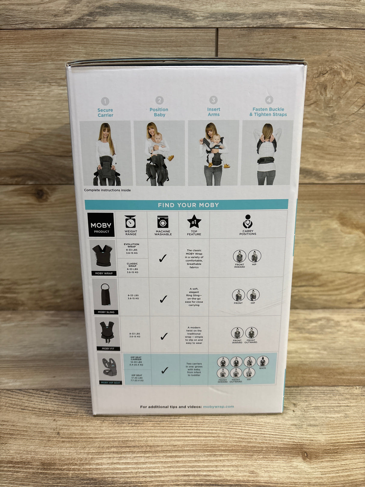 Moby 2-in-1 Baby Carrier + Hip Seat, Grey 12-17lbs