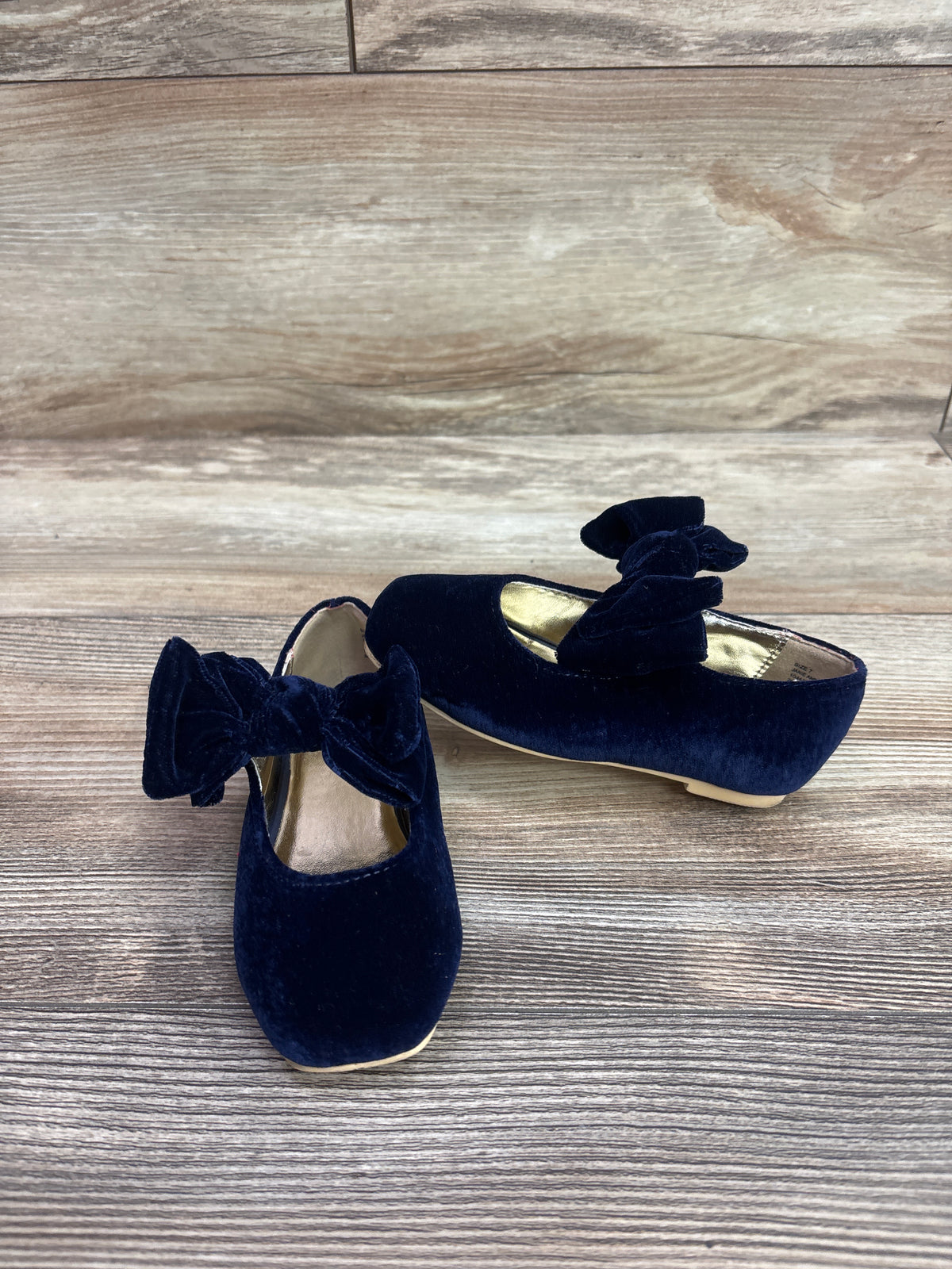 Janie & Jack Velvet Bow Ballet Flats Navy sz 7c