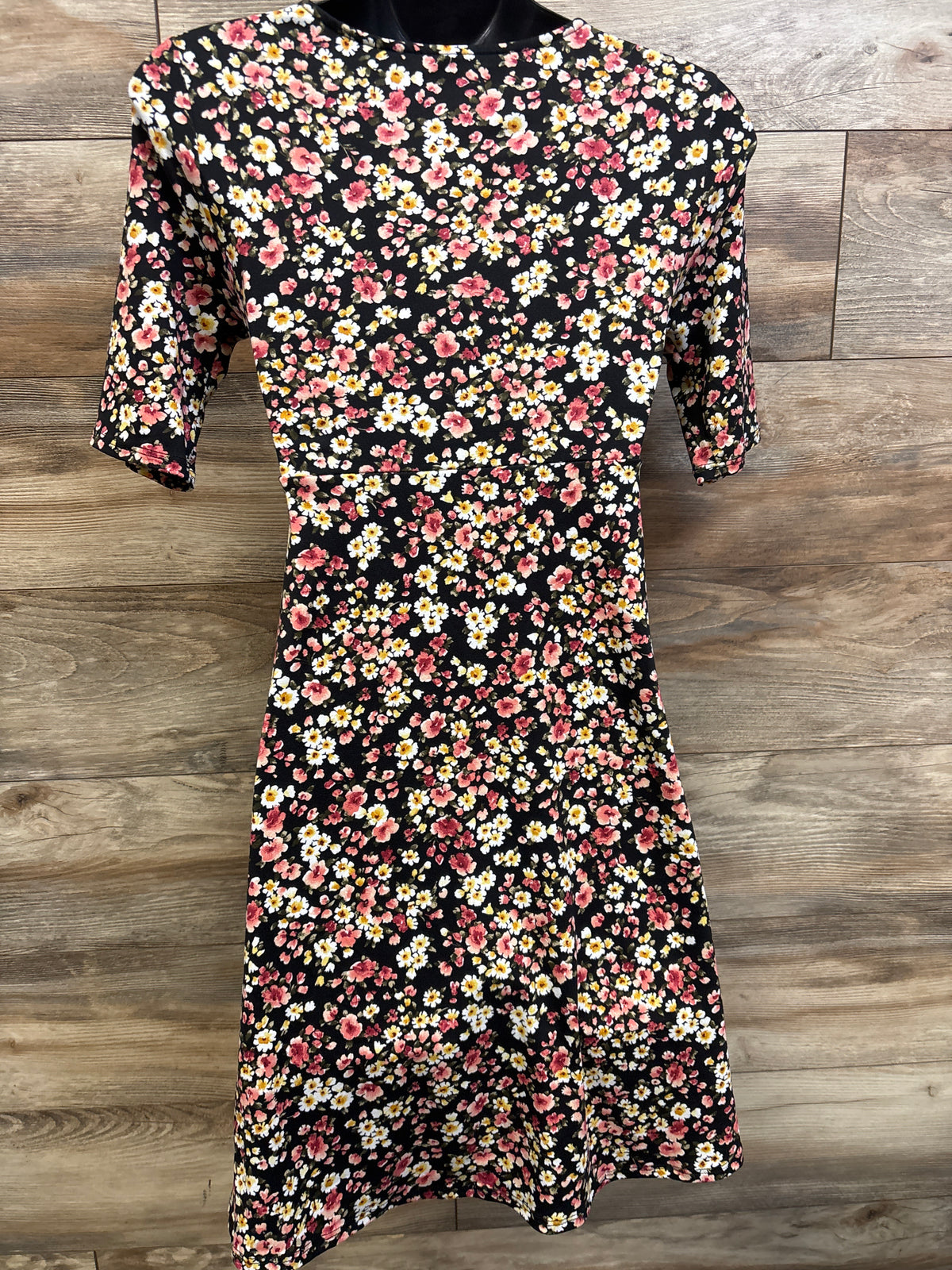 Mother Bee Maternity Floral Wrap Top Dress Black sz Small