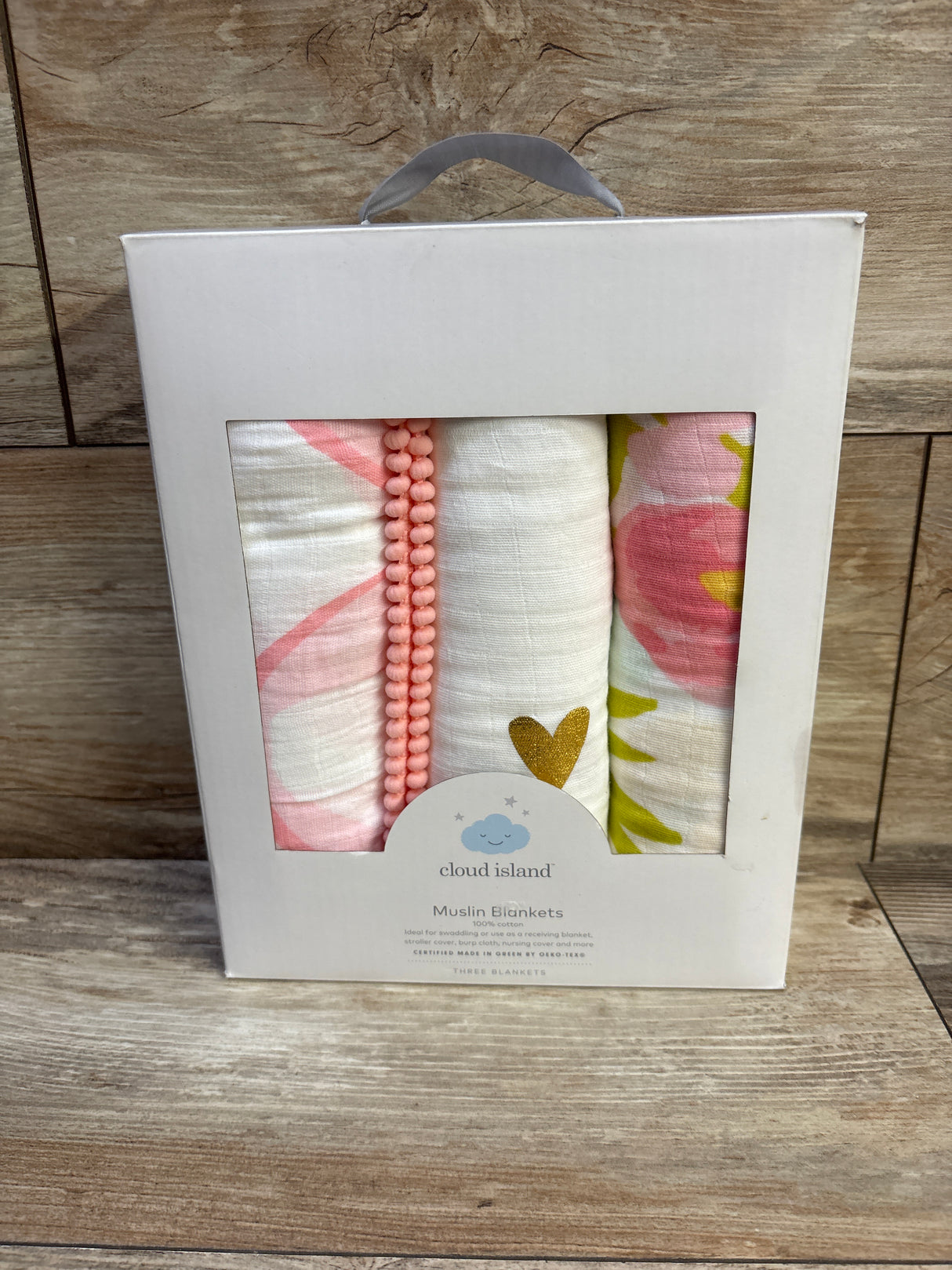 NEW Cloud Island 3pk Muslin Swaddle Blankets in Flora Pink
