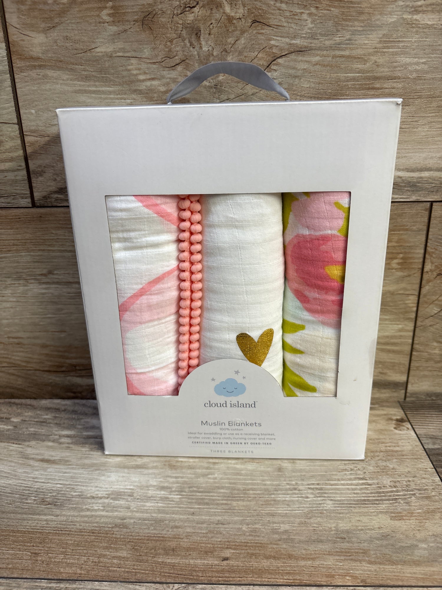 NEW Cloud Island 3pk Muslin Swaddle Blankets in Flora Pink