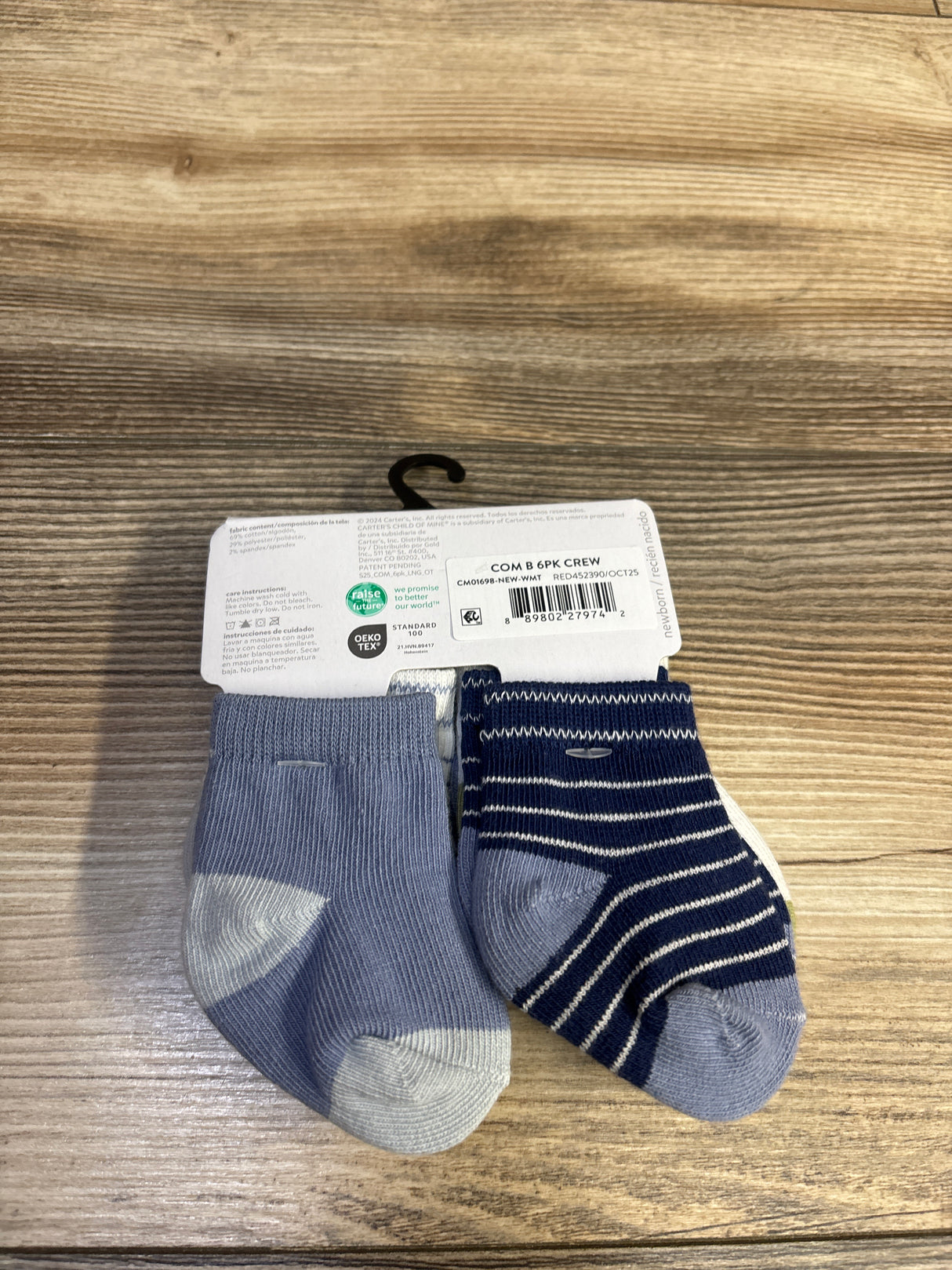 NEW Child Of Mine 6pk Crew Socks Blue sz Newborn