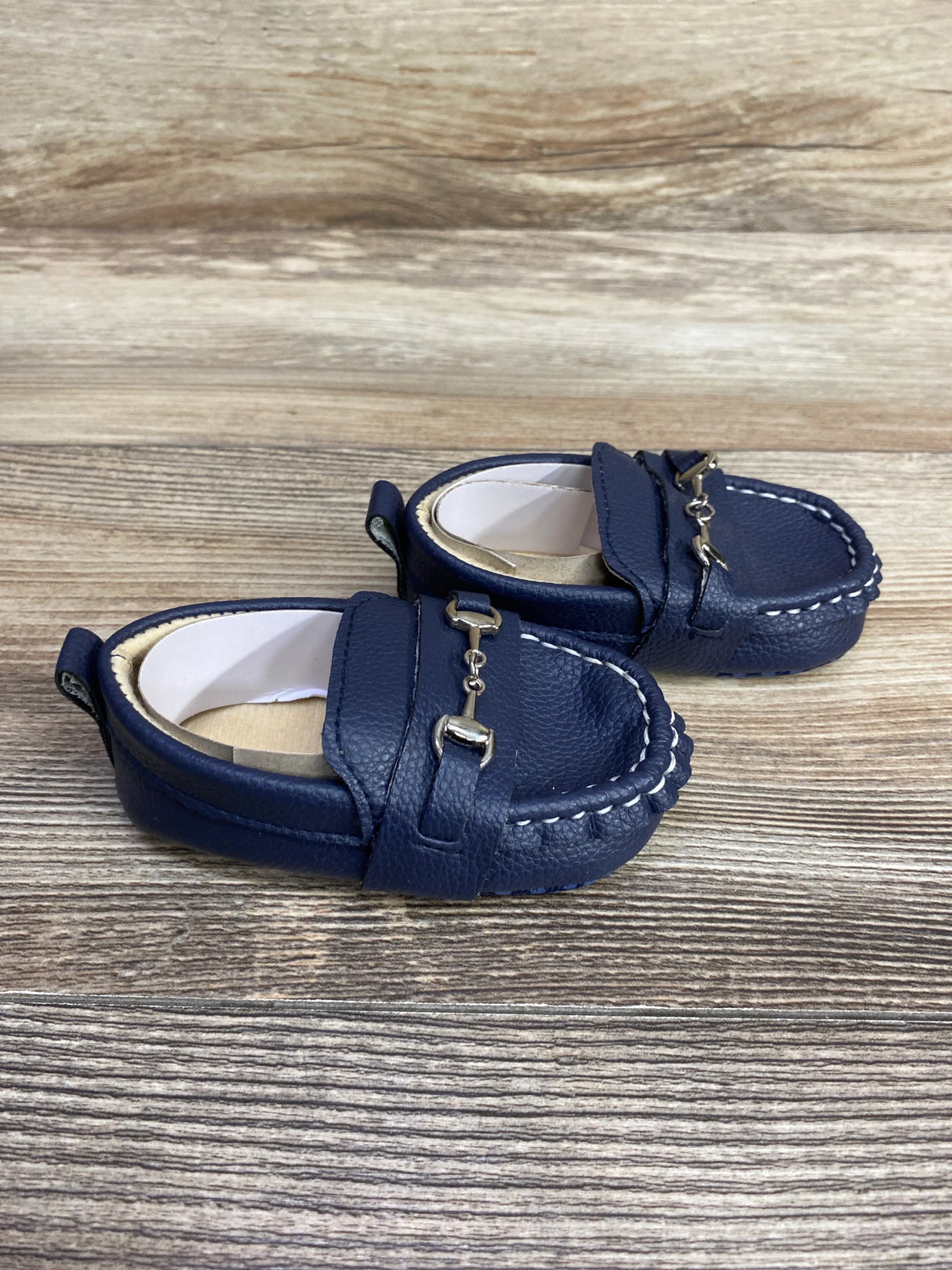 NWOT TongYouYuan PU Leather Loafers Navy sz 3c