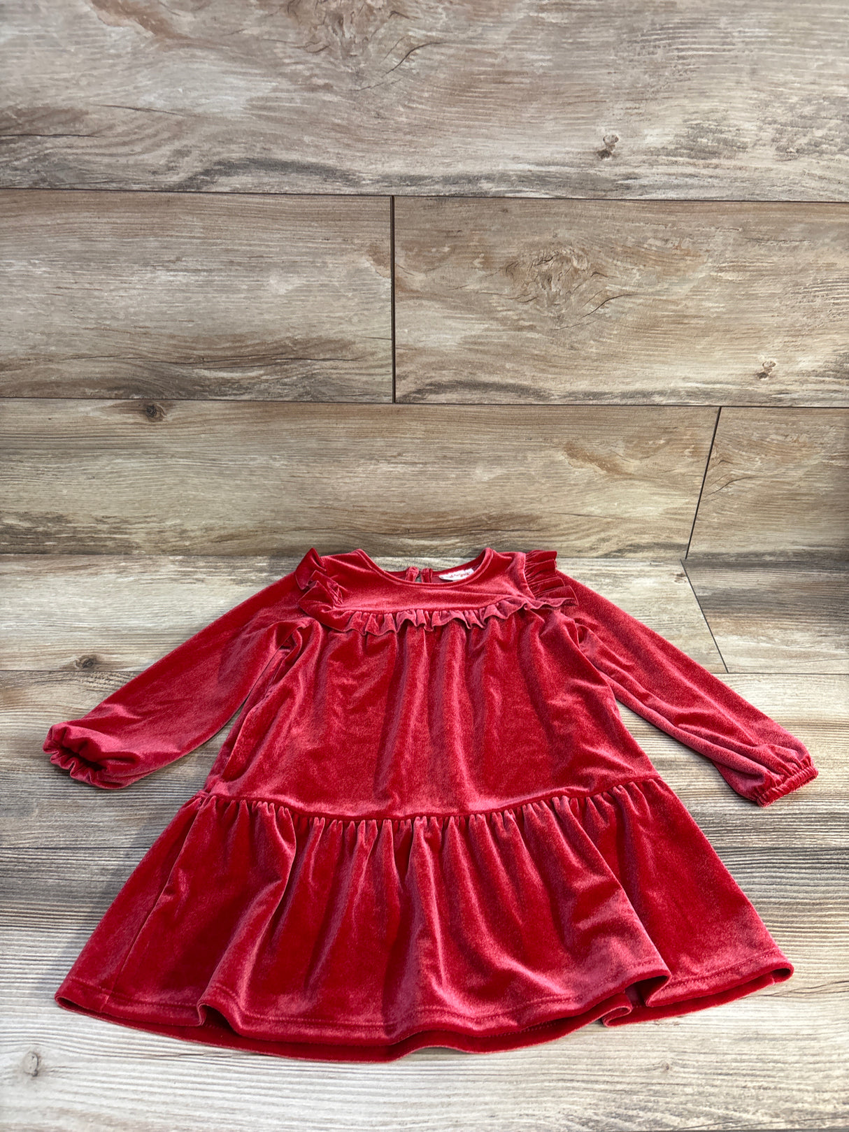 Cat & Jack Velvet Ruffle Dress Red sz 3T