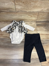 Little Me Polka Dot Bodysuit & Faux Fur Vest Set White sz 12m