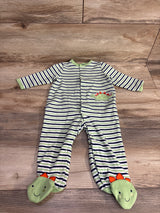 Little Me Striped Dinosaur Sleeper Green sz 9m