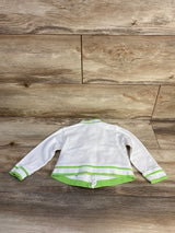 Front view of Janie and Jack white Mickey Mouse ruffle tennis jacket with ruffle trim and front zipper, size 2T