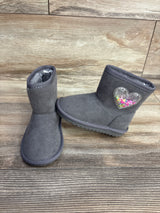 Children's Place Shakey Heart Faux Suede Boots Grey sz 5c