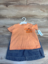 NEW Carter's 'Little Builder Squad' 2pc Shirt & Shorts Set Orange sz 12m