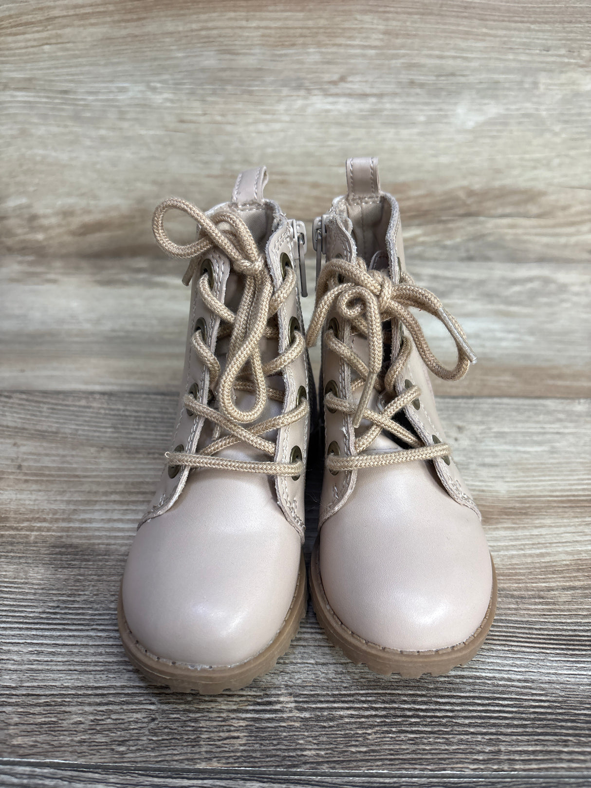 Old Navy Faux-Leather Combat Boots Beige sz 6c