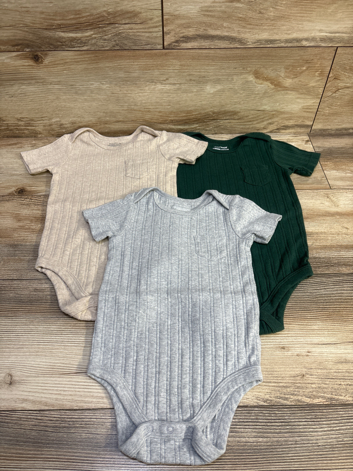 Member's Mark 3pk Ribbed Bodysuits Green sz 24m