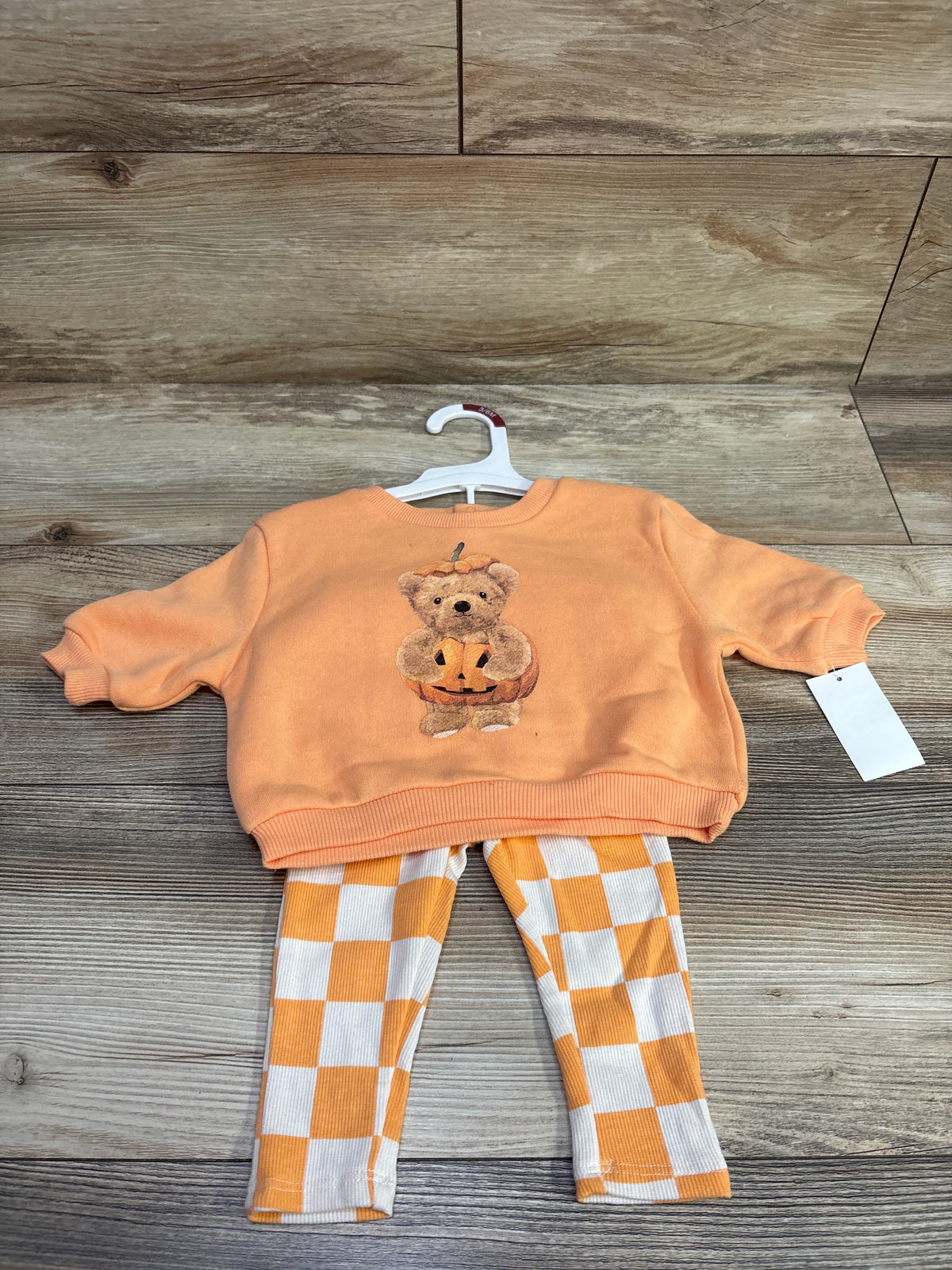 NEW Grayson Mini 2pc Pumpkin Bear Sweatshirt & Pants Set Orange sz 3-6m