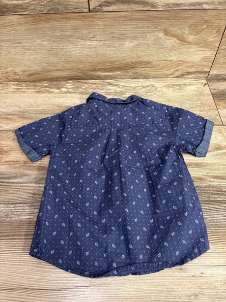 Blue Ben Sherman button-up shirt with white patterned print for size 2T toddler.