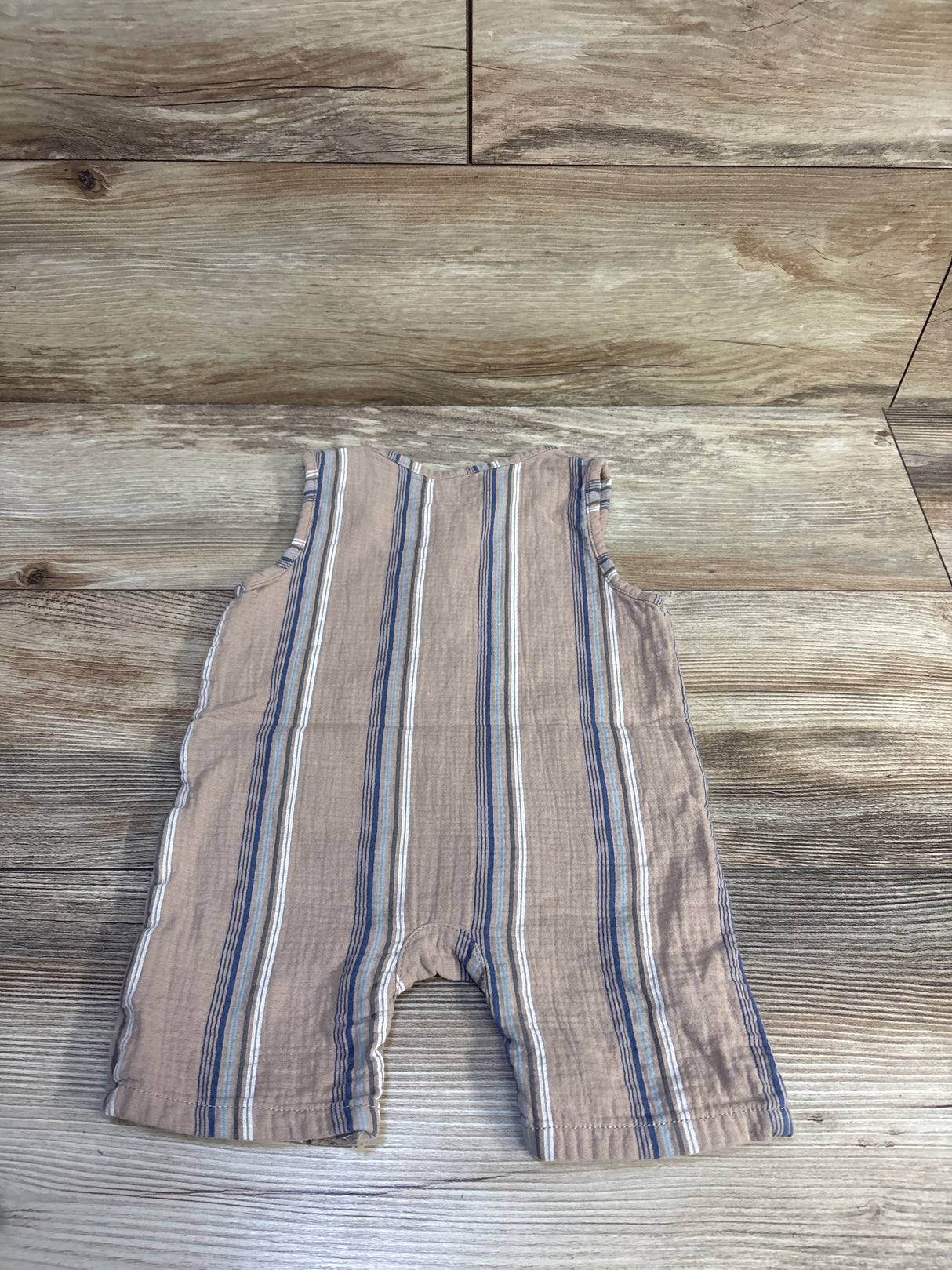 Easy Peasy Sleeveless Henley Gauze Romper Brown sz 6-9m