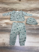 Willow + Whimsy 3pc Camping Shirt & Pants Set Green sz 0-3m