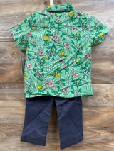 NEW Cat & Jack 3pc Floral Button-Up Set Green sz 18m