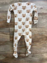 Children's Place Bear Print Sleeper Cream sz 18-24m