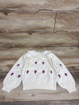 Janie & Jack Peter Pan Collar Floral Sweater Ivory sz 4T