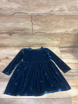 Jumping Beans Long Sleeve Star Print Velvet Dress Blue sz 4T