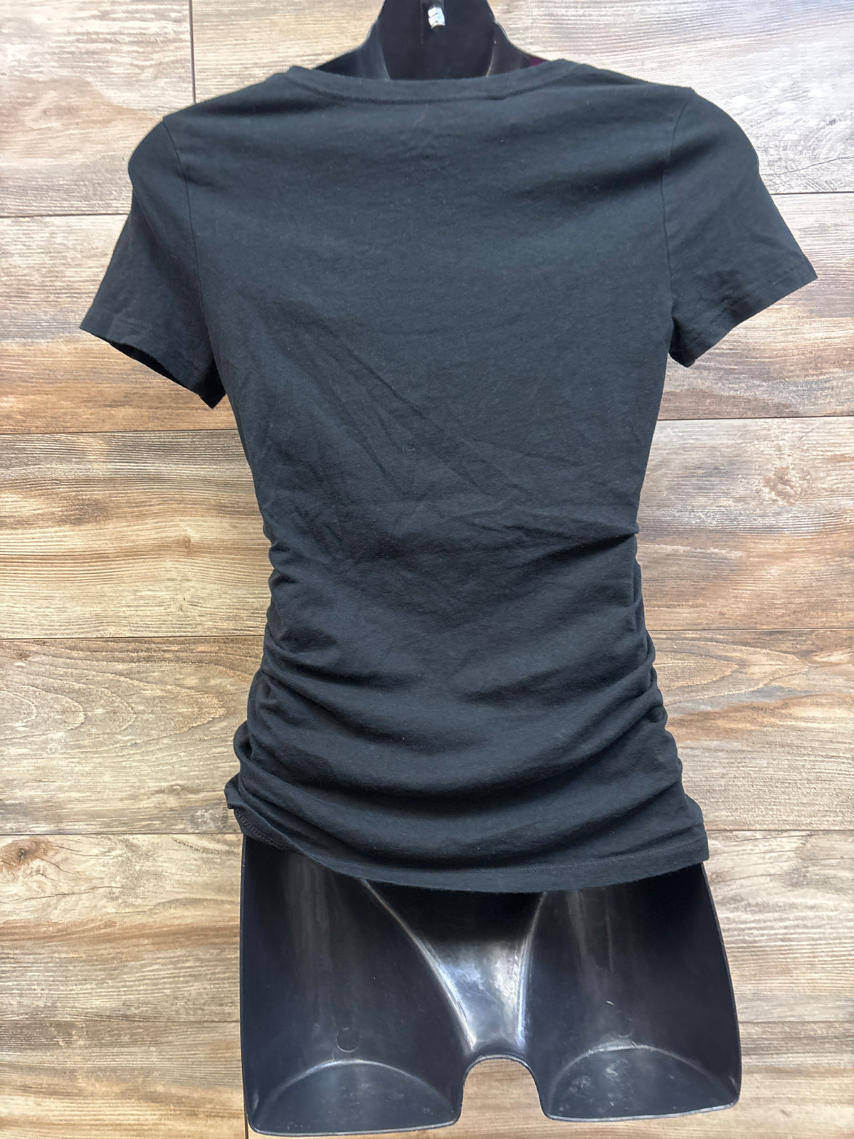 Isabel Maternity Ruched V-Neck Shirt Black sz Small