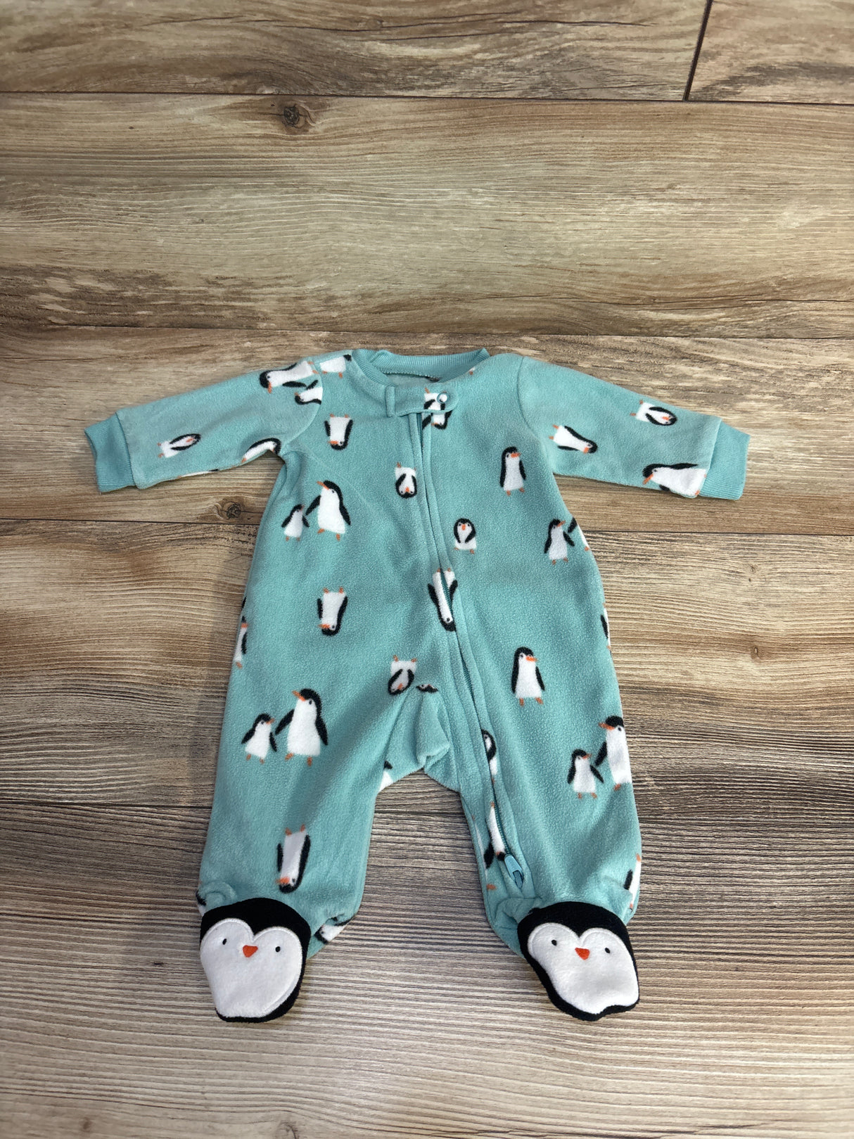 Carter's Penguin Blanket Sleeper Teal sz Newborn