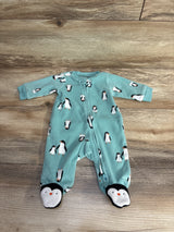 Carter's Penguin Blanket Sleeper Teal sz Newborn