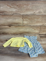 Carter's 2pc Floral Bodysuit Dress & Cardigan Set Yellow sz 6m