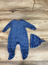 Tahari Baby Striped Sleeper & Hat Blue sz 3-6m