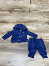 Carter's 2pc Hooded Striped Shirt & Pants Blue sz Newborn