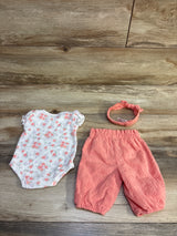Nicole Miller 3pc Bodysuit, Eyelet Pants, & Headband Set White sz 0/3m