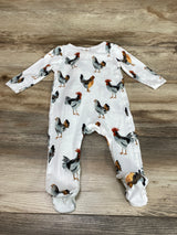 Milk Barn Chicken Organic Cotton White Zipper Footed Romper sz 3-6m