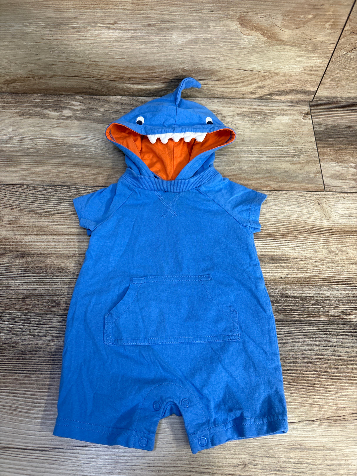 Carter's Hooded Shark Shortie Romper Blue sz 3m