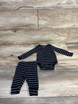 Just One You 2pc Striped Long Sleeve Bodysuit & Pants Set Black sz 3m