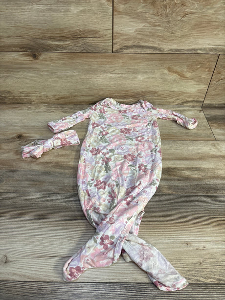Baby Essentials 2pc Floral Gown & Headband Pink sz 3m - Me n Mommy To Be