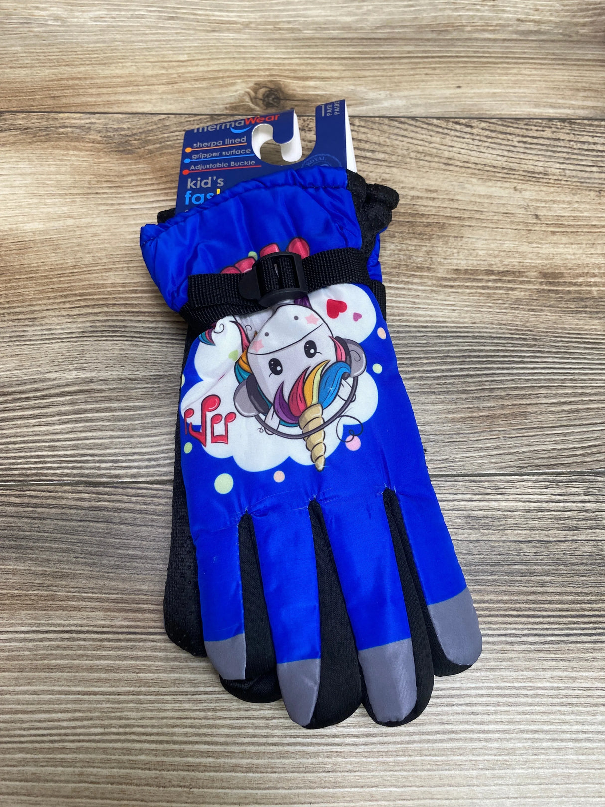 NEW ThermaWear Kid's Unicorn Winter Ski Gloves Blue