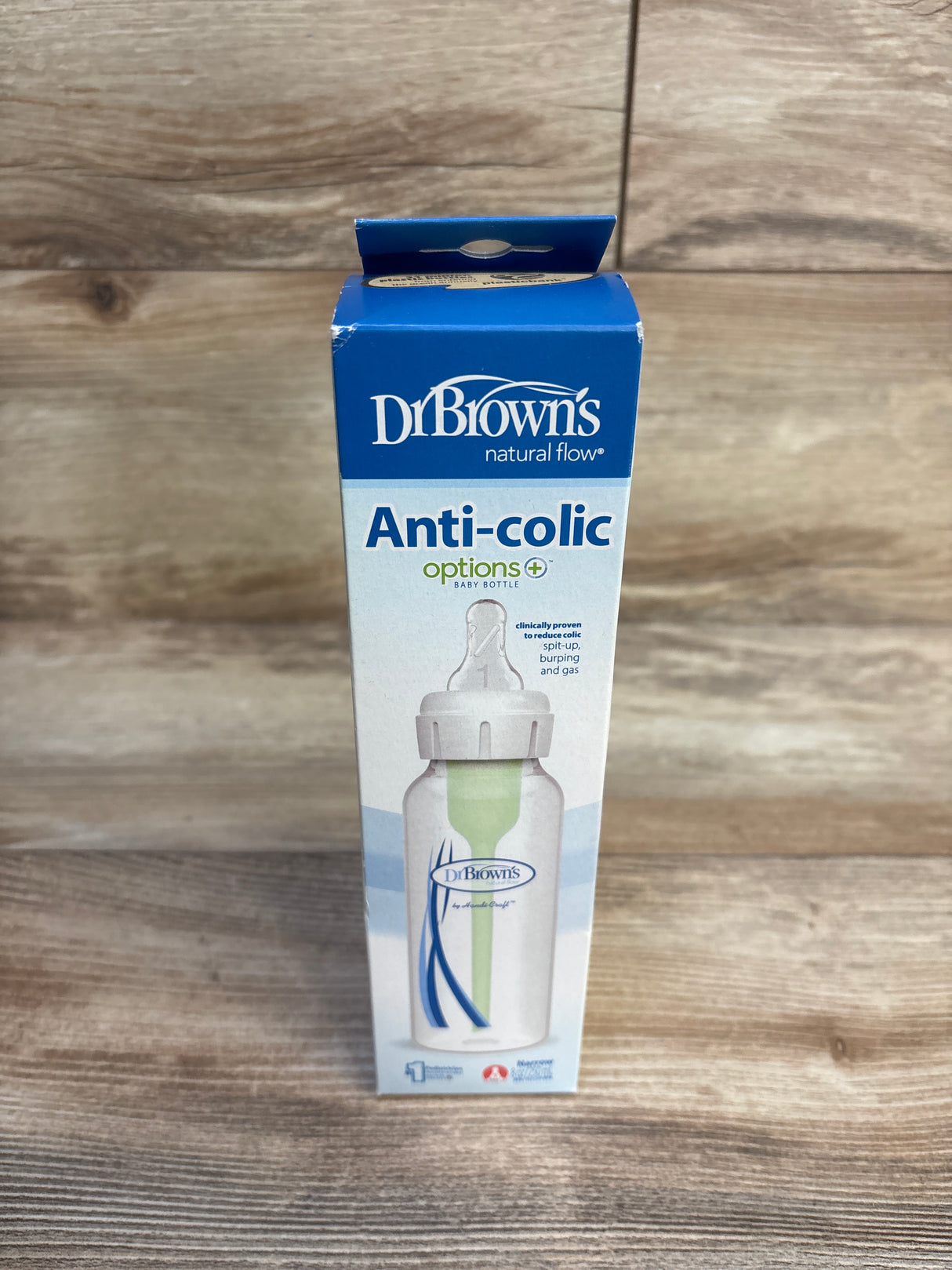 NEW Dr. Brown's Natural Flow Narrow Baby Bottle w/ Level 1 Slow Flow Nipple, Green 8oz