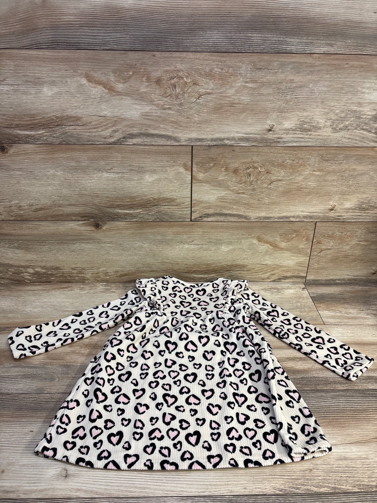 Jumping Beans Velour Ribbed Leopard Dress Ivory sz 3T